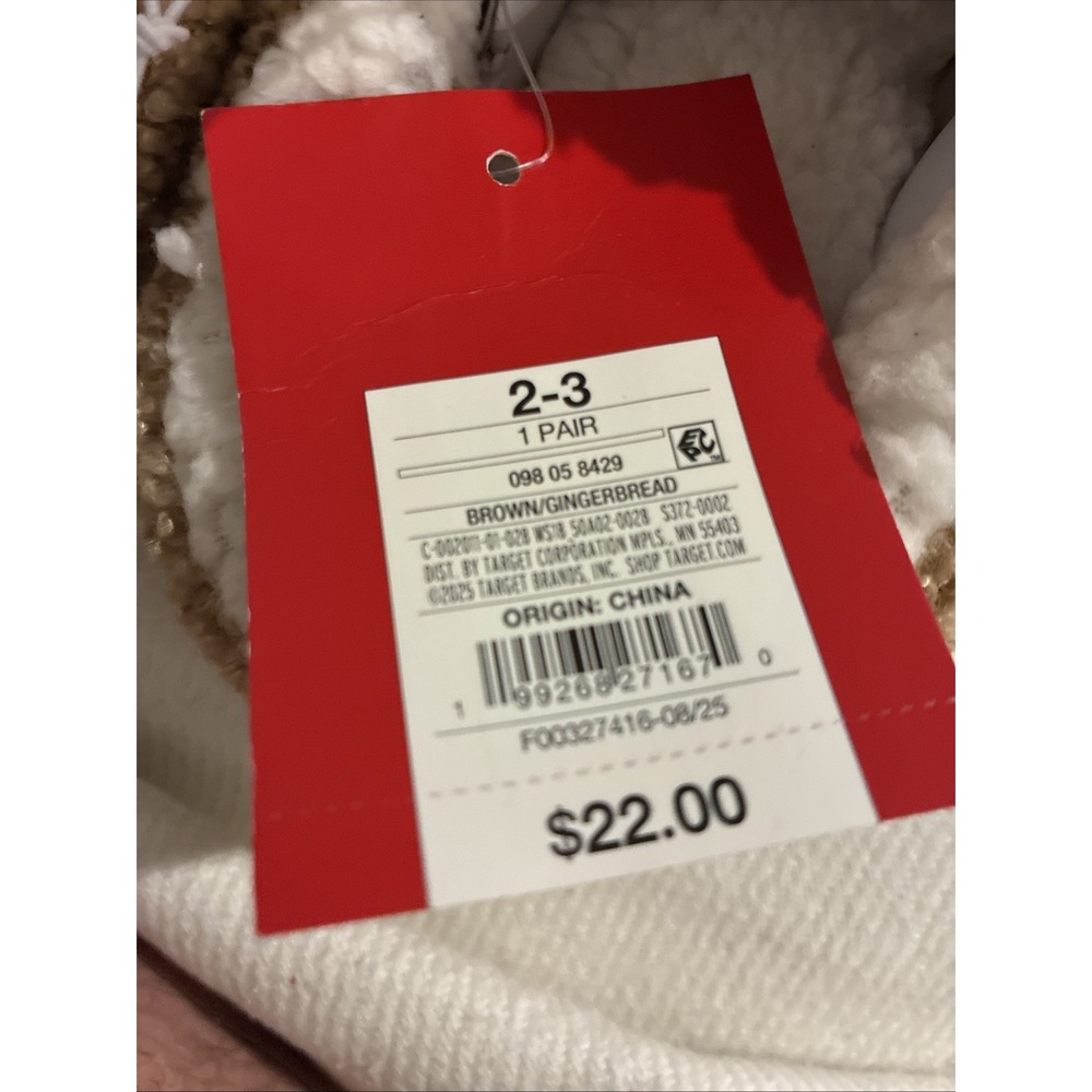Christmas Holiday Slipper Kids Sz 2/3 Gingerbread Scuff Slippers NWT Wondershop - Picture 4 of 6